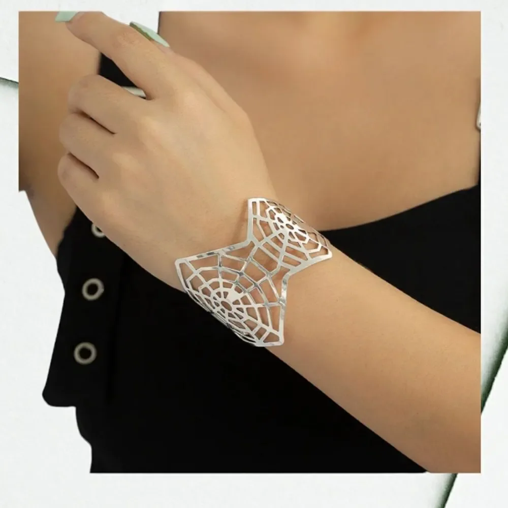 SILVER FASHION SPIDERWEB CUFF BRACELET‎